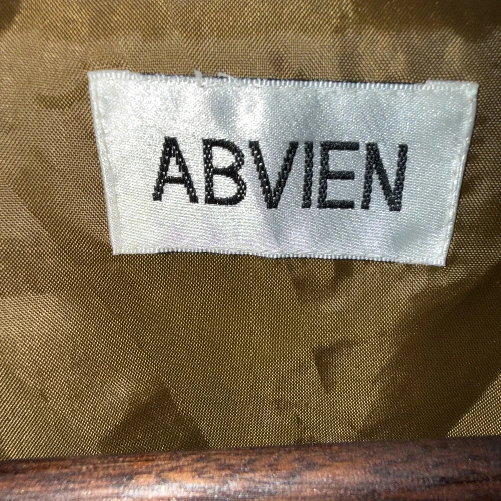 Abvien Women's 100% Silk Fringe Jacket Vintage Large Mustard‎ Brown Button Up